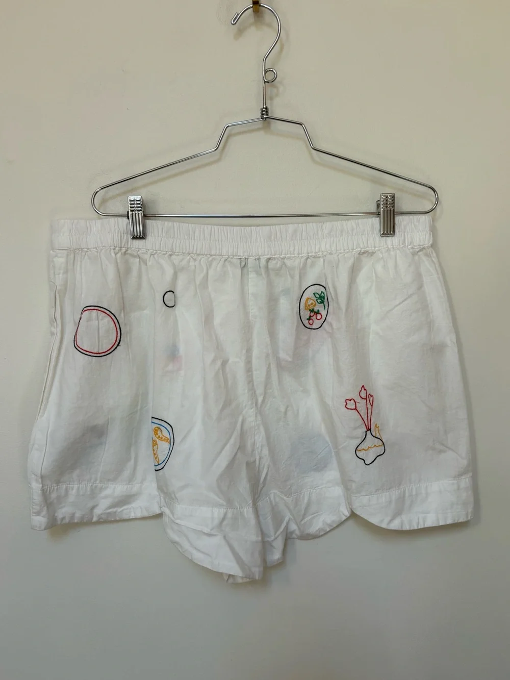 NWOT Celandine Picnic Embroidered Poplin Scalloped Pull-On Shorts Size XL